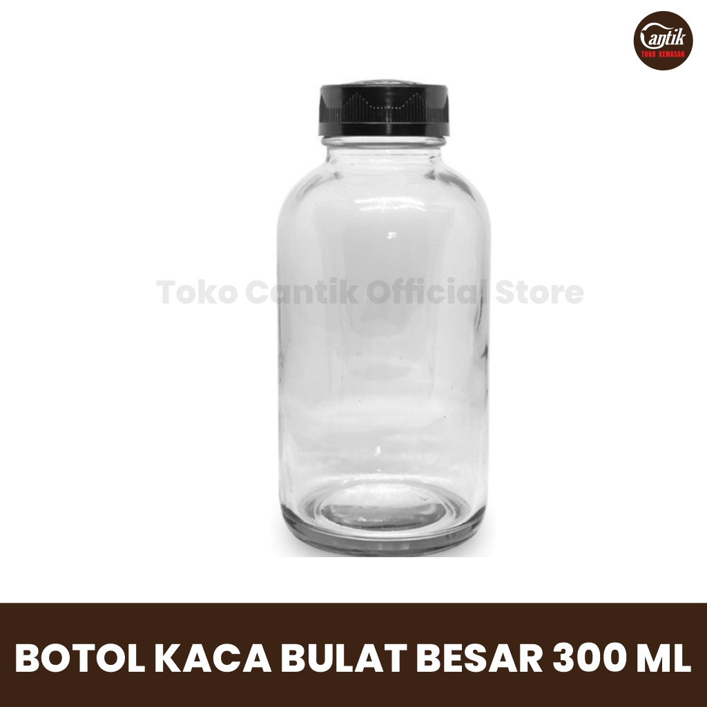 Jual BOTOL JAR TOPLES KACA BULAT BESAR 300 ML + TUTUP BOTOL KACA WARNA ...