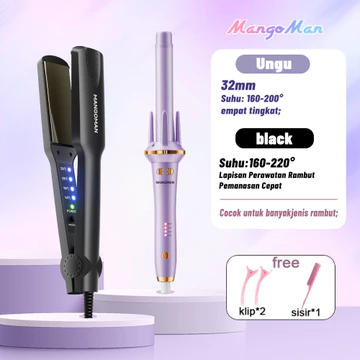 MangoMan 2 In 1 Catok Rambut Fast Heating Dan Pelurus Rambut Super Cepat Catok Lurus Catok