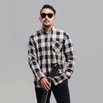 DGM Kemeja Flanel Pria Lengan Panjang Premium Kemeja Pria Kotak Hitam Coklat 001 G