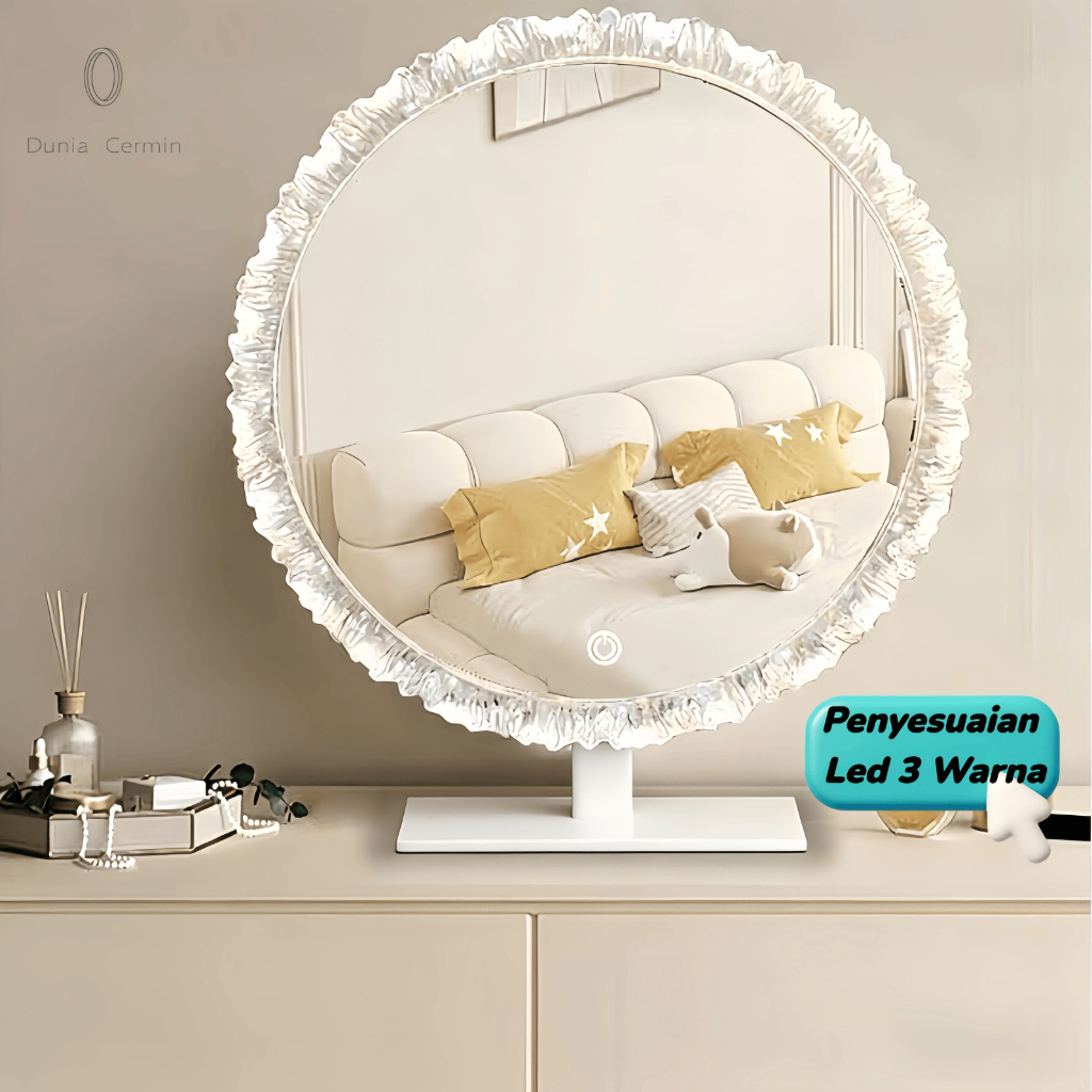 Jual Cermin Rias LED 50CM Aesthetic Bulat Bahan Kristal Sentuhan ...