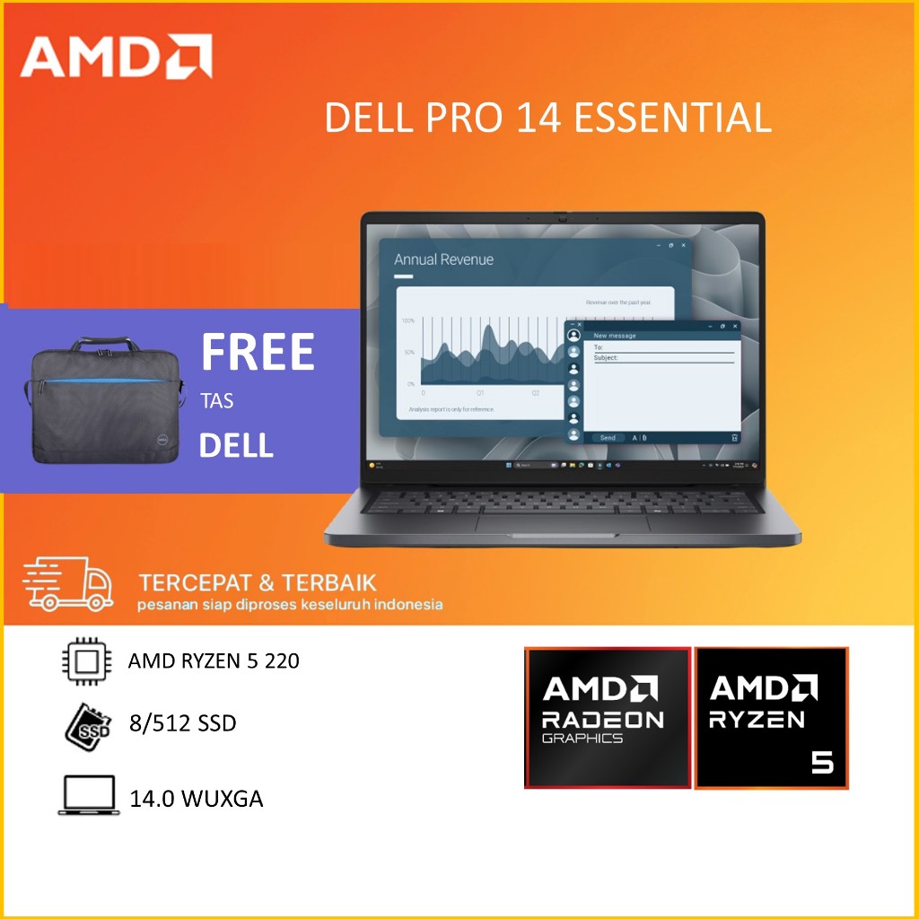 Jual DELL PRO 14 ESSENTIAL PV14255 AMD RYZEN 5 220 8GB 512GB 14.0 WUXGA ...