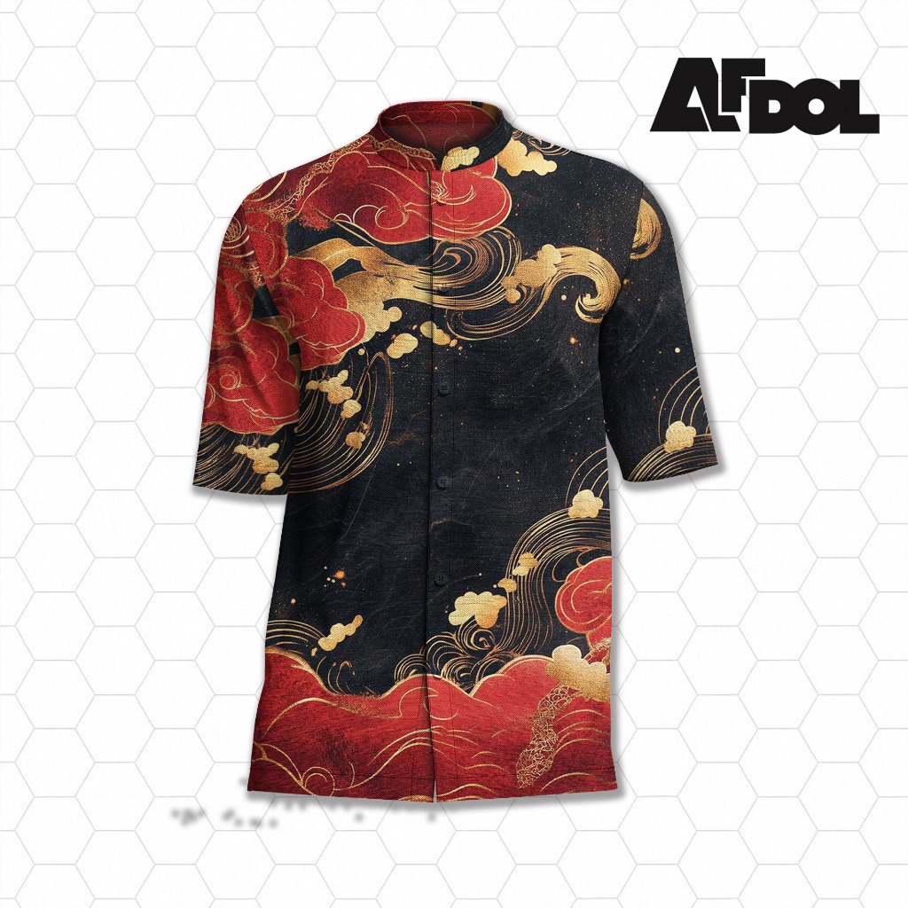 Jual AFDOL Kemeja Koko Red Cloud Oriental (AF-KOKO1) | Shopee Indonesia