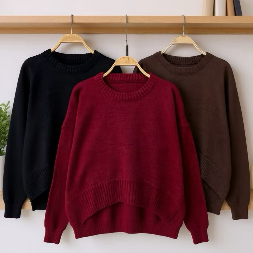 Jual Valora Basic Crop Top Rajut Wanita Oversize - AtasanSweater Rajut ...