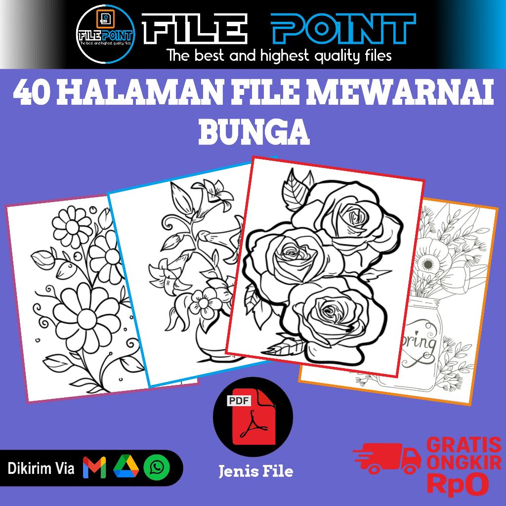 Jual 40 Halaman File Mewarnai Tema Bunga File PDF | Shopee Indonesia