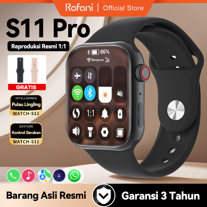 [Beli 1 Gratis 3] Rofani Smartwatch S11 Pro AMOLED GPS NFC Olahraga