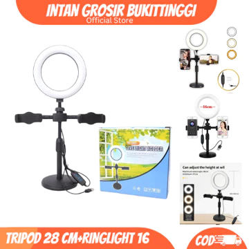 Ring Light 16 Cm Tripod Free 2 Holder Hp Ring Light Tripod Mini Live Streaming LED Make Up Vlog
