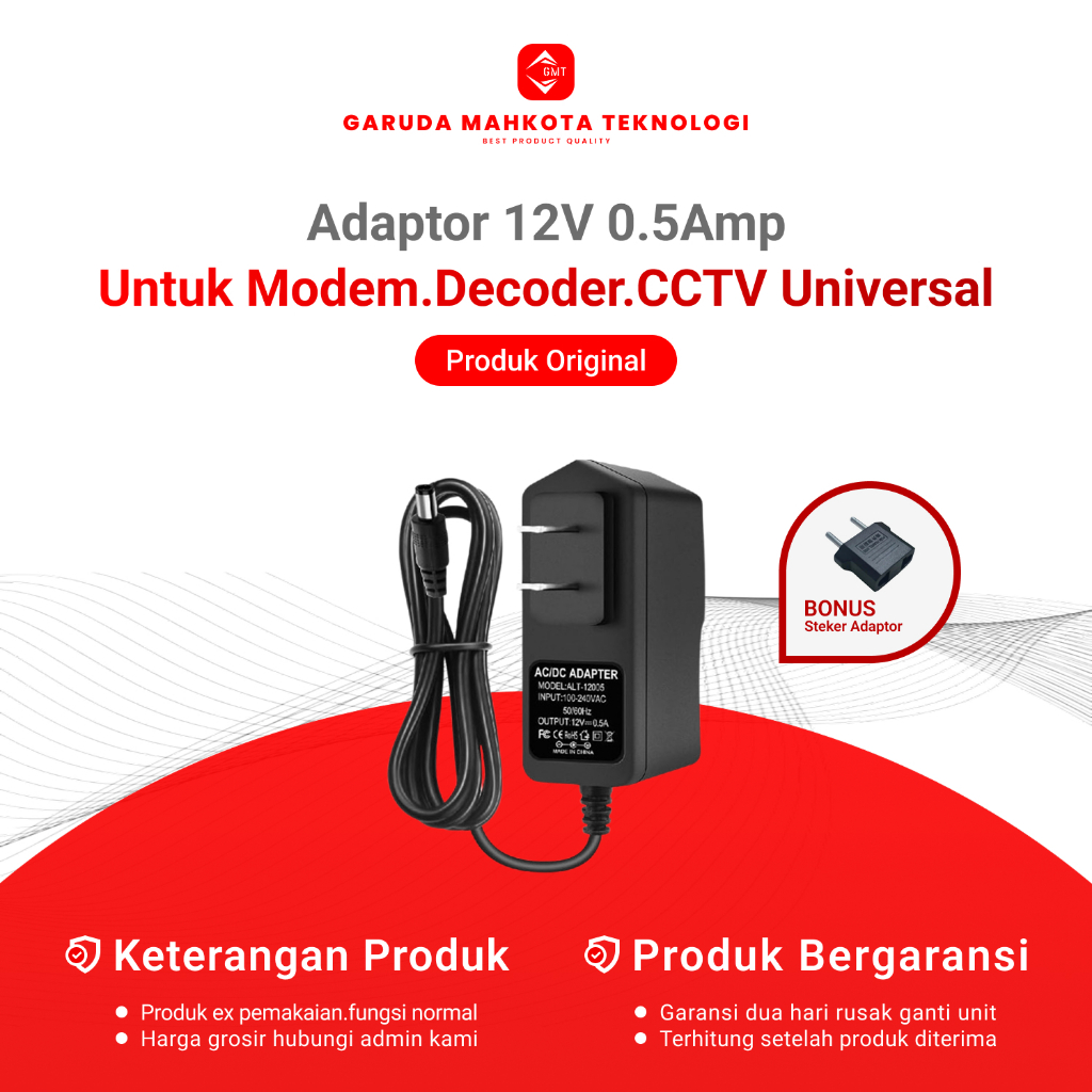 Jual Adaptor 12V-0.5A Untuk Modem Router Mainan CCTV HTB Universal ...