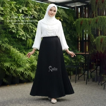 Rok Plisket Mewah Knit Snow Rib Premium Pleated Skirt Rok Korean Style