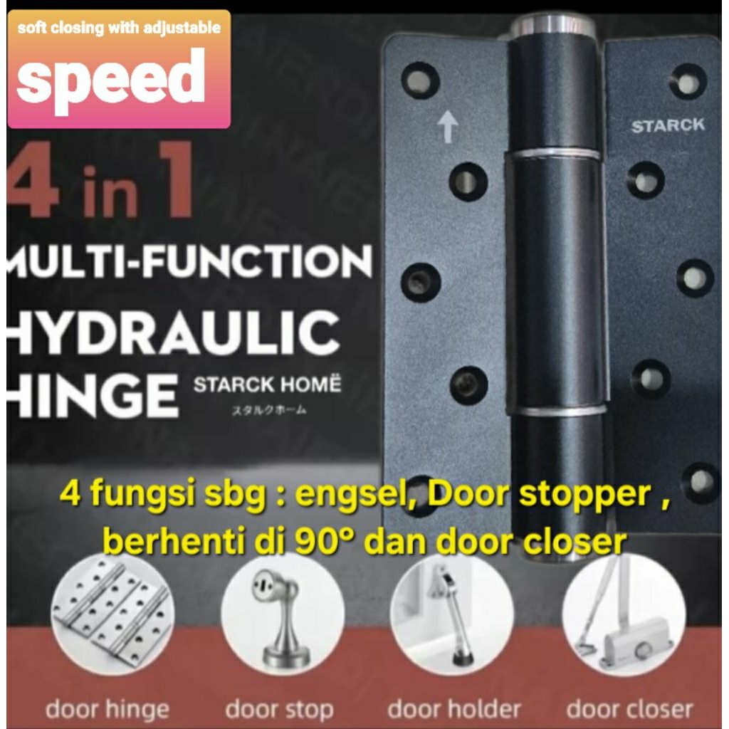 Jual Engsel pintu kayu auto soft closing 5 inch door closer buffering ...
