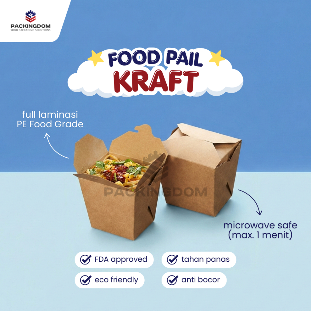 Jual ( GROSIR 100 PCS ) Food Pail Kraft Medium Large 290gsm / Rice Box ...