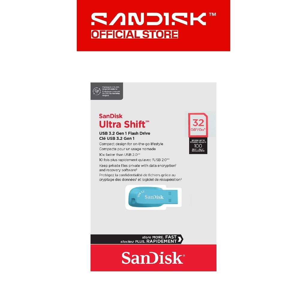 SANDISK CZ410 Ultra Shift 32GB USB 3.2 (Blue / Biru) - Flash Drive (4)