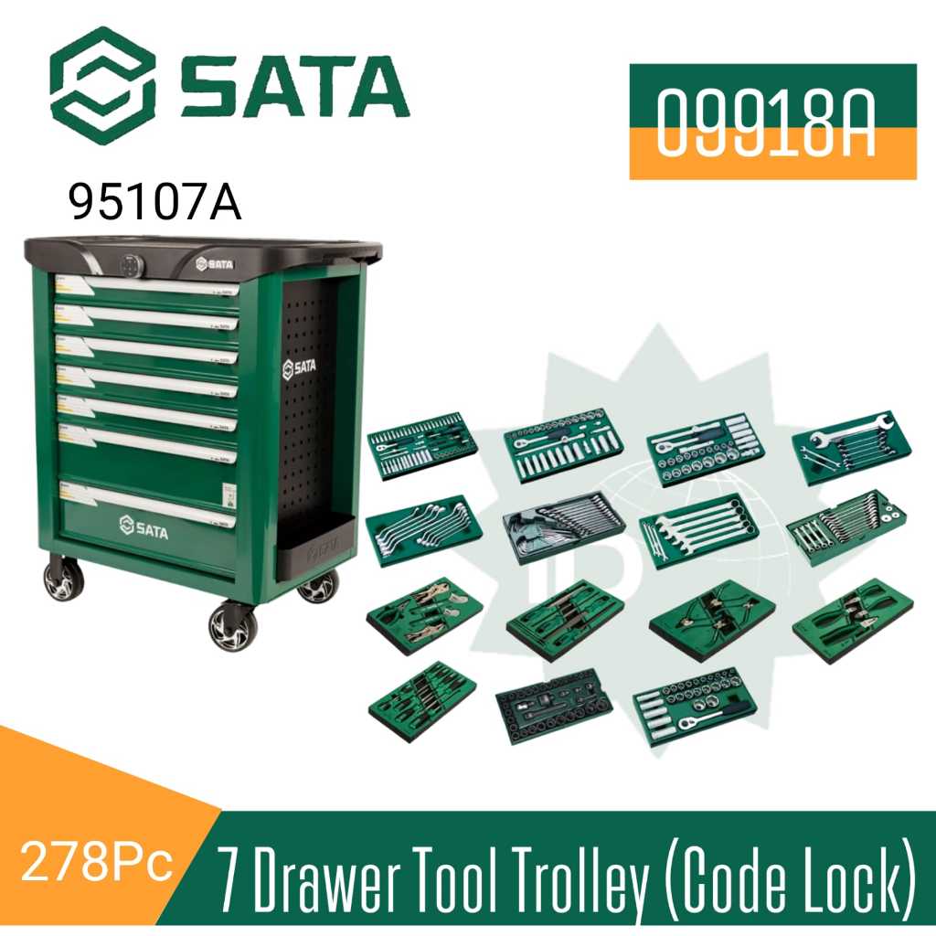 Jual SATA 09918A-GR Tool Kit Set 278 Pcs Kunci Berkode 7 Drawer Tool ...