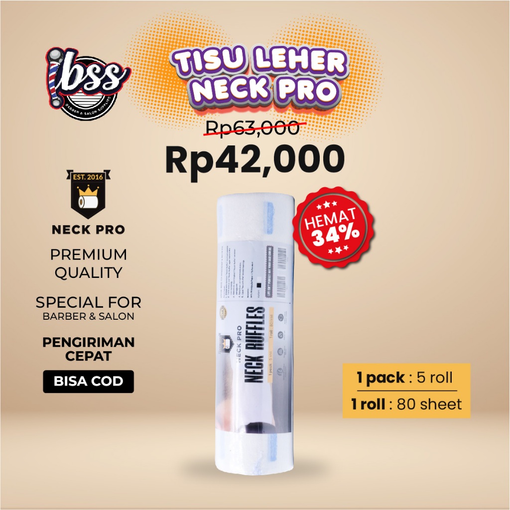 NECK PRO TISU LEHER BARBERSHOP PREMIUM  1 SLOP / TISU LEHER HITAM / TISU LEHER PUTIH / TISU LEHER MURAH / NECK TAPE / NECK PAPER / NECK RUFFLES / INDOBARBERSUPPLY / IBSS