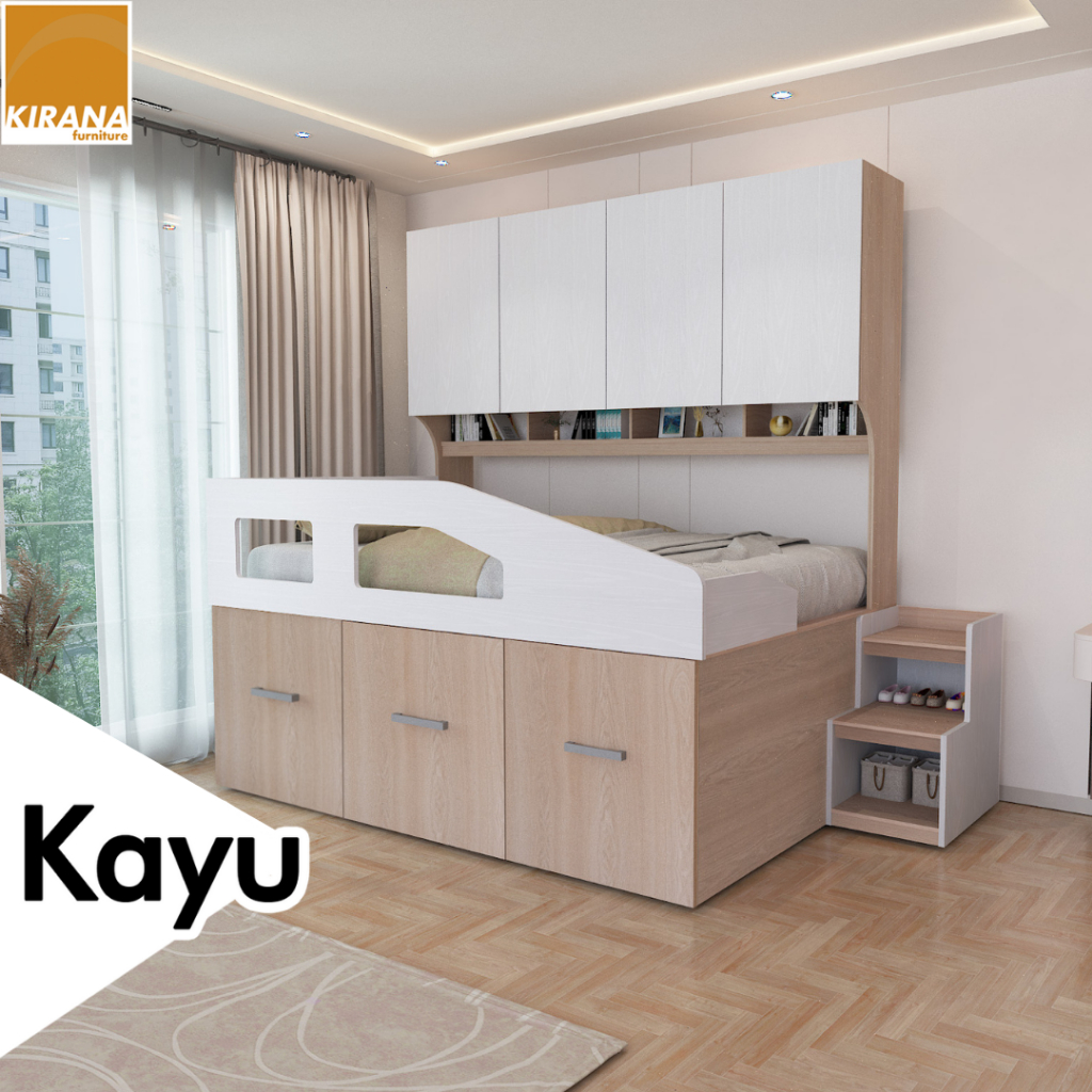 Jual KIRANA Napoli - Set Kamar Tidur Kayu Divan 100 160 Tingkat Meja ...