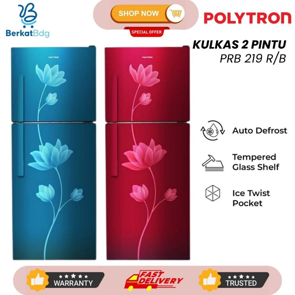 Jual LEMARI ES KULKAS POLYTRON PRB 219 B / KULKAS 2 PINTU POLYTRON ...