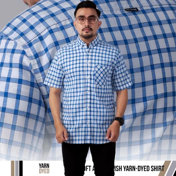 DGM Fashion Kemeja Pendek Kemeja Pria Yarndyed Pendek Kotak Yarn Dyed 048 B