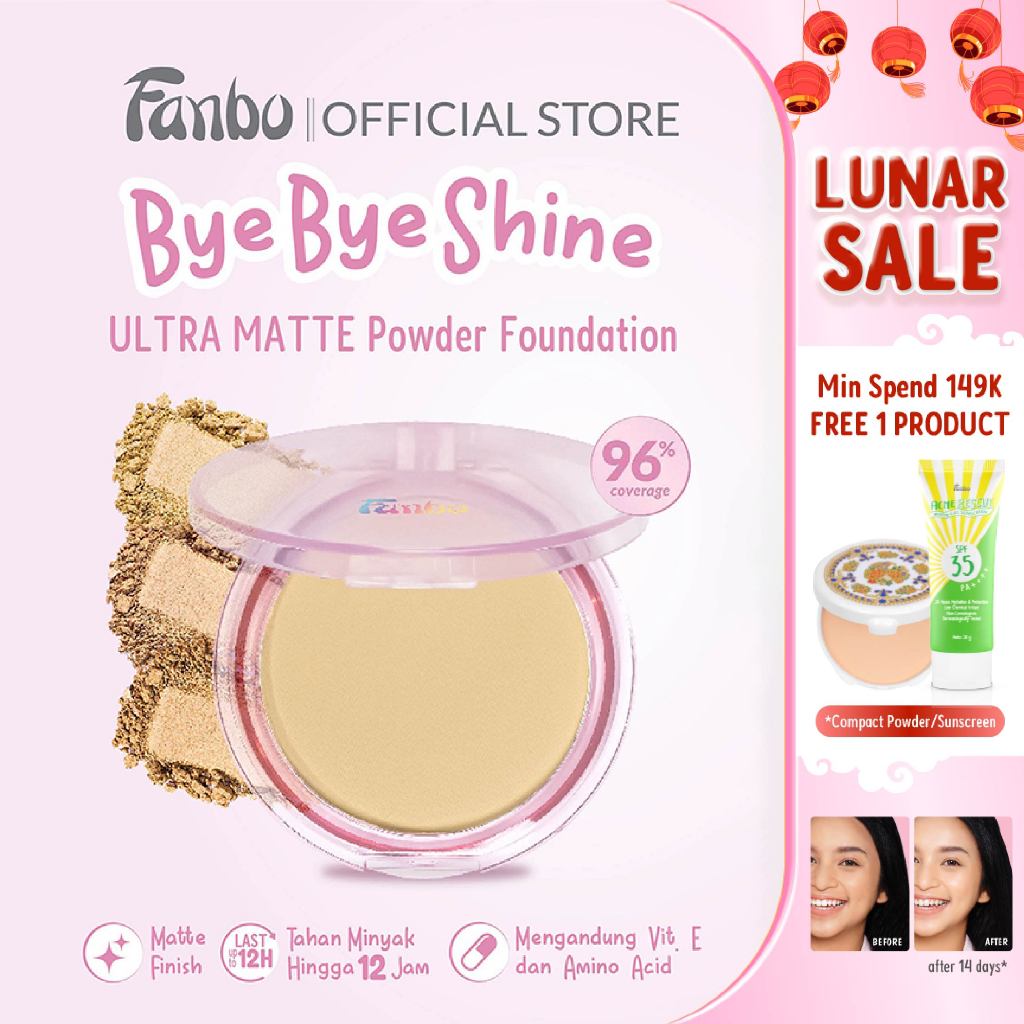 Jual Fanbo Bye Bye Shine Powder Foundation Blur Uv Filter Complex ...