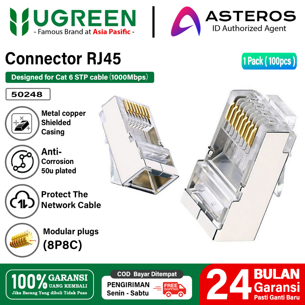 Jual UGREEN Connector RJ45 Cat6 UTP Modular Plug Ethernet / Kepala ...