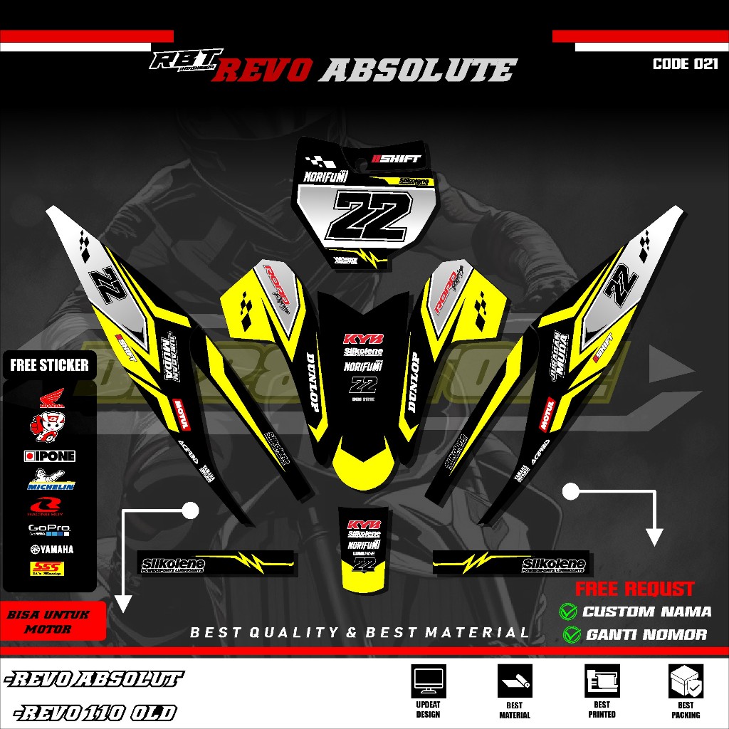 Jual COD) Sticker Variasi RBT/GTX REVO 110 ABSOLUTE CODE 021 Decal ...