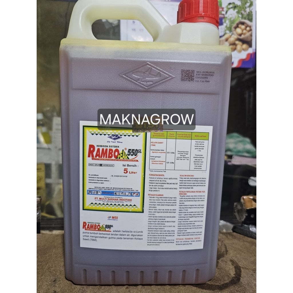 Jual Racun rumput HERBISIDA RAMBO PEAK 550 SL 5 LITER | Shopee Indonesia