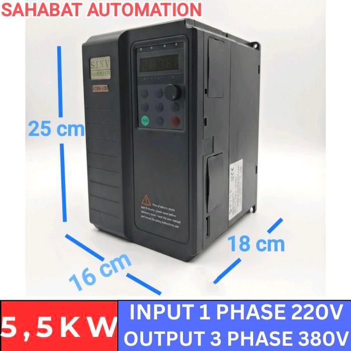 Jual Inverter 1 Phase ke 3 Phase 5,5KW 5,5 KW Input 1Phase 220V Output ...