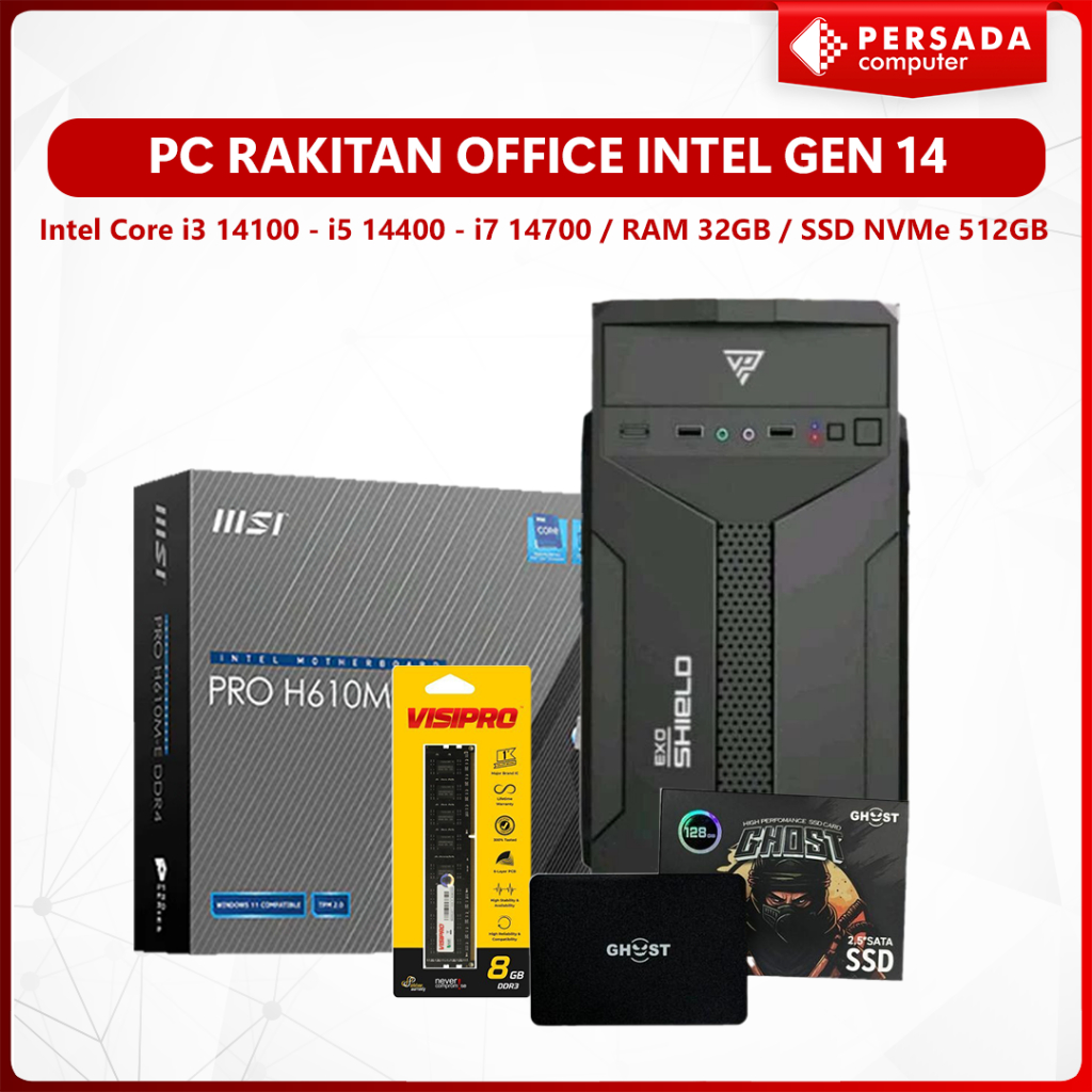 PC Rakitan Office Intel Gen 14 |  Intel Core i3 14100 - i5 14400 - i7 14700 / RAM 32GB  / SSD NVMe 512GB