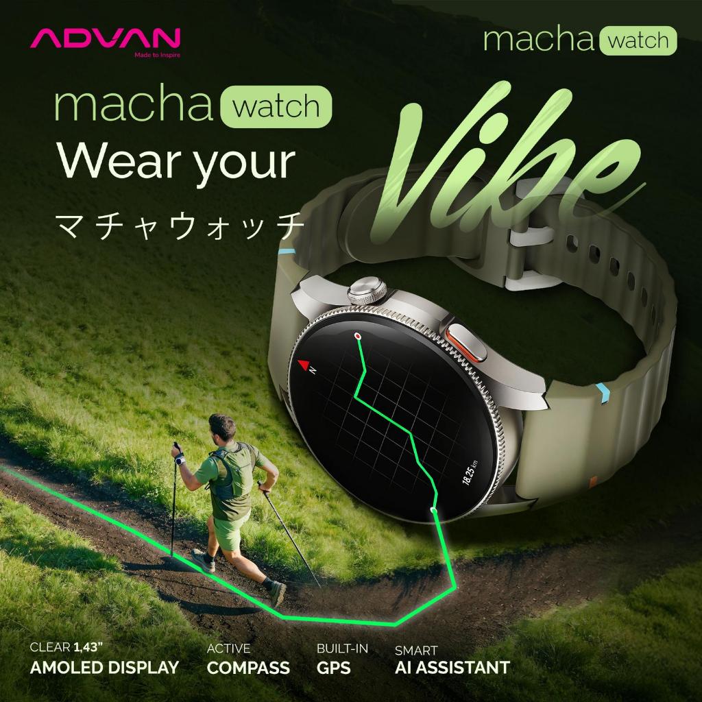 Jual ADVAN Smartwatch Macha Build-in GPS AI Assistant AMOLED 1.43 ...