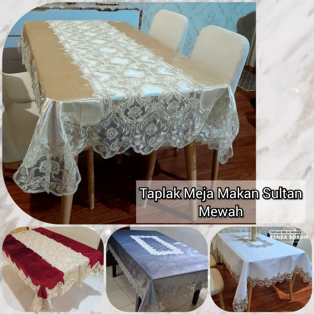 Jual Taplak Meja Makan Mewah Velvet Renda Beludru Belgi Turki Mewah ...
