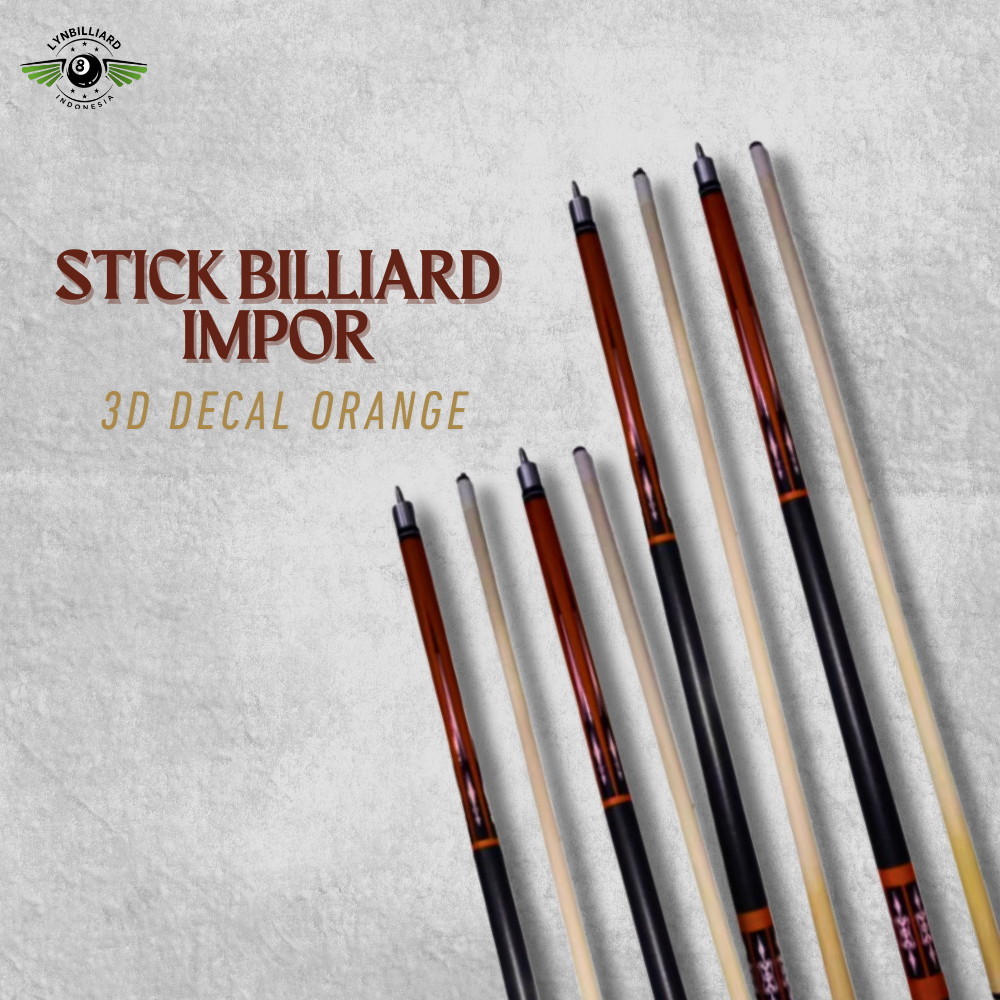 Jual STICK BILLIARD IMPOR MURAH 3D DECAL ORANGE 13MM | Shopee Indonesia