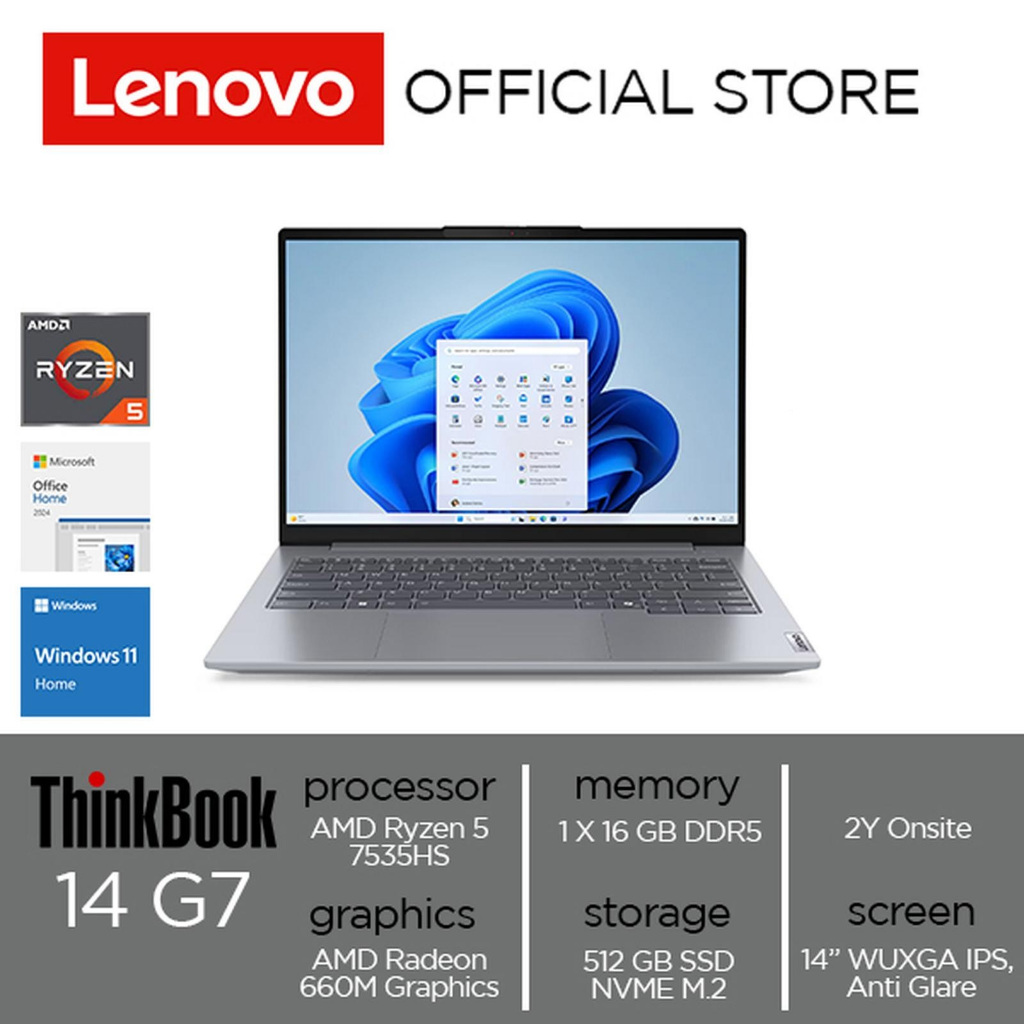 Jual Lenovo ThinkBook 14 G7 ARP AMD Ryzen 5 7535HS | AMD Radeon 660M ...