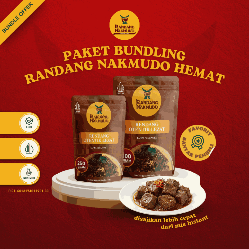 Jual Rendang Daging Sapi Paket 250gr 500gr Randang Nakmudo Lauk Siap ...