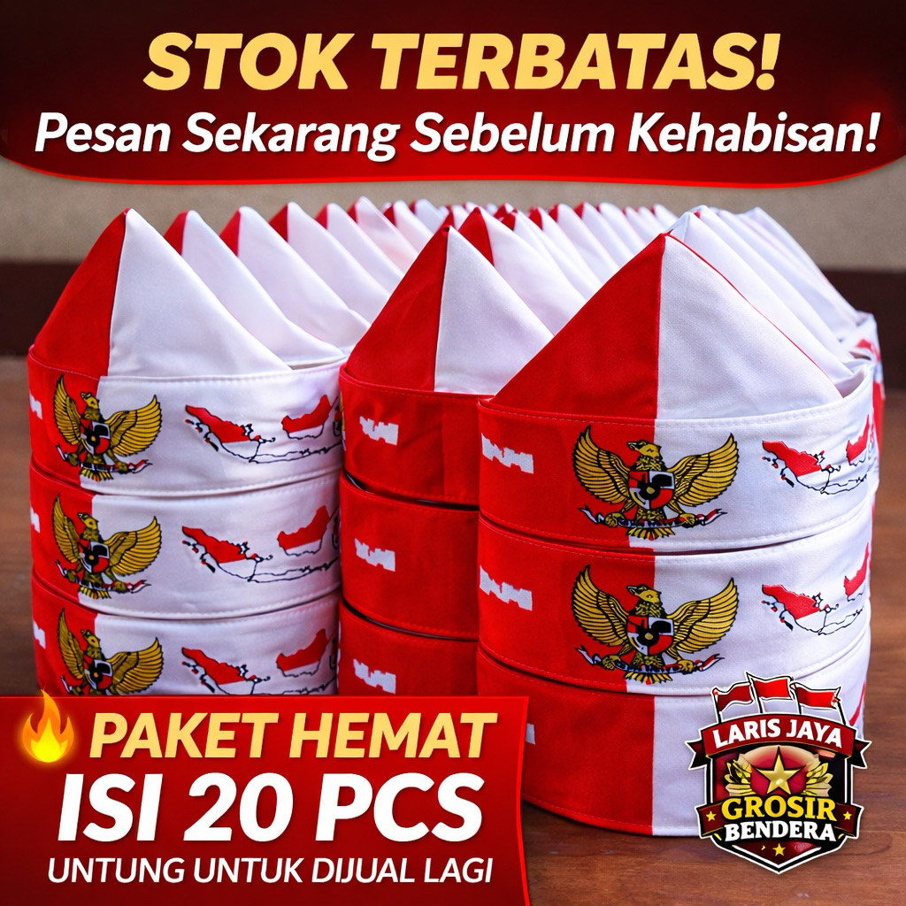 ( Isi 20 PCS ) Bando Ikat Kepala Merah Putih Logo Garuda - Harga Grosir - Acara 17 Agustus