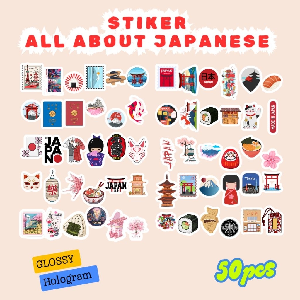 Jual Stiker Japan Aesthetic 50 Pcs vinyl Waterproof untuk Laptop HP ...