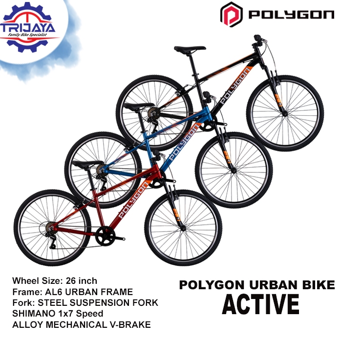 Jual Polygon Active Urban Bike 26 Inch Alloy 1x7 Speed Sepeda Gunung V ...