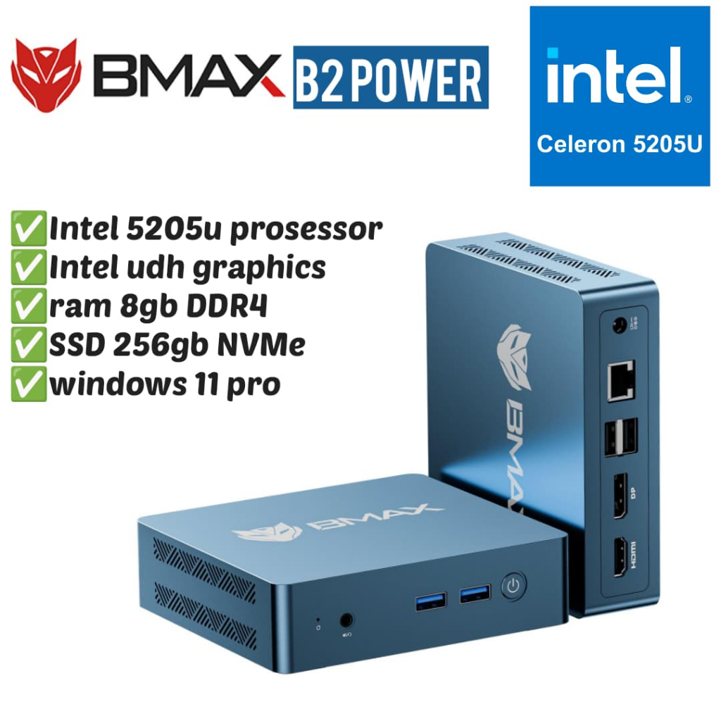 Jual Mini PC BMAX B2 Power Intel 5205U 8/256GB WiFi HDMI+DP Windows 11 ...