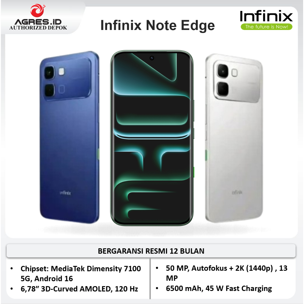 Infinix Note Edge 5G - 8GB 256GB | Mediatek Dimensity 7100 | AMOLED 6.78 inci 144Hz 3D Curved