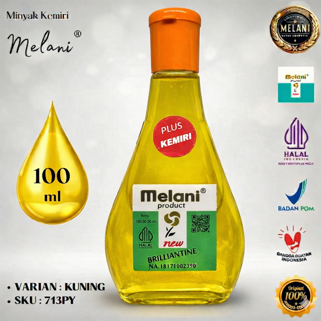 Jual 713PY Melani Minyak Rambut + Kemiri Kuning 100 ml Botol Plastik ...