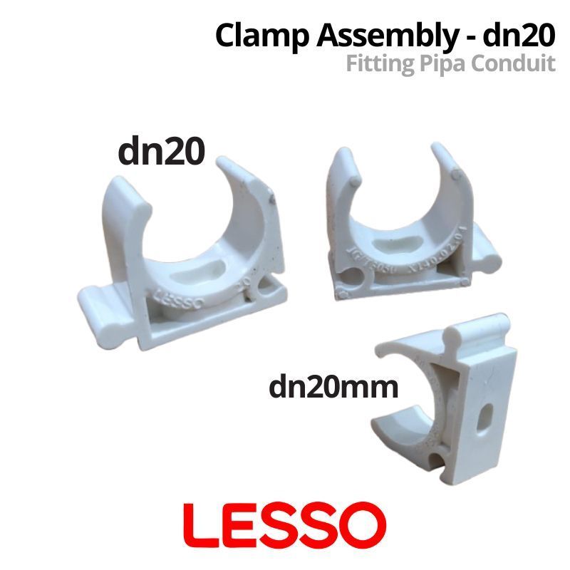 Jual Klem Rakit Jepit Conduit LESSO dn20mm - Clamp Assembly 1/2 ...