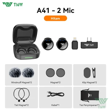 TNW A41 2 In 1 Wireless Microphone Dual Magnetic Mikrofon AI Noise Reduction Mic Profesional
