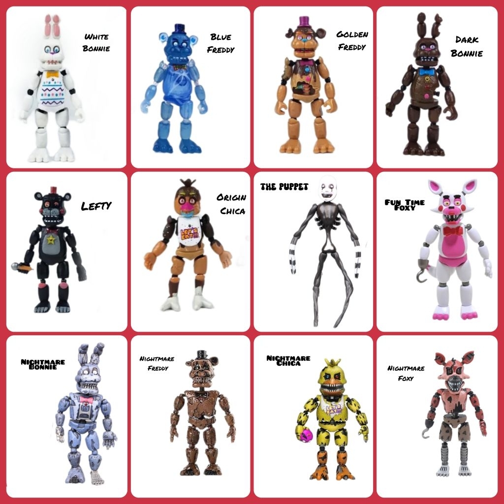 Jual figure FNAF (Five Nights at freddy's) mainan rakit Freddy, Chica ...