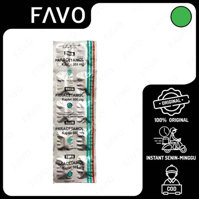 Paracetamol 500 mg Obat Pereda Nyeri - 10 Kaplet [Trifa]