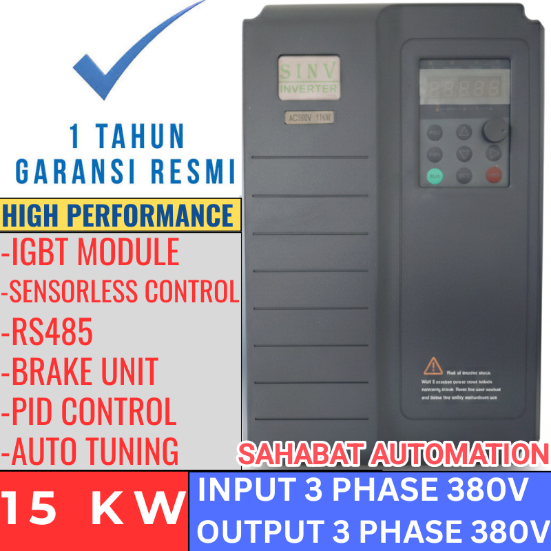 Jual SINV Inverter 15KW 20HP 20 HP 380V 3 Phase Inverter Motor 15 KW ...