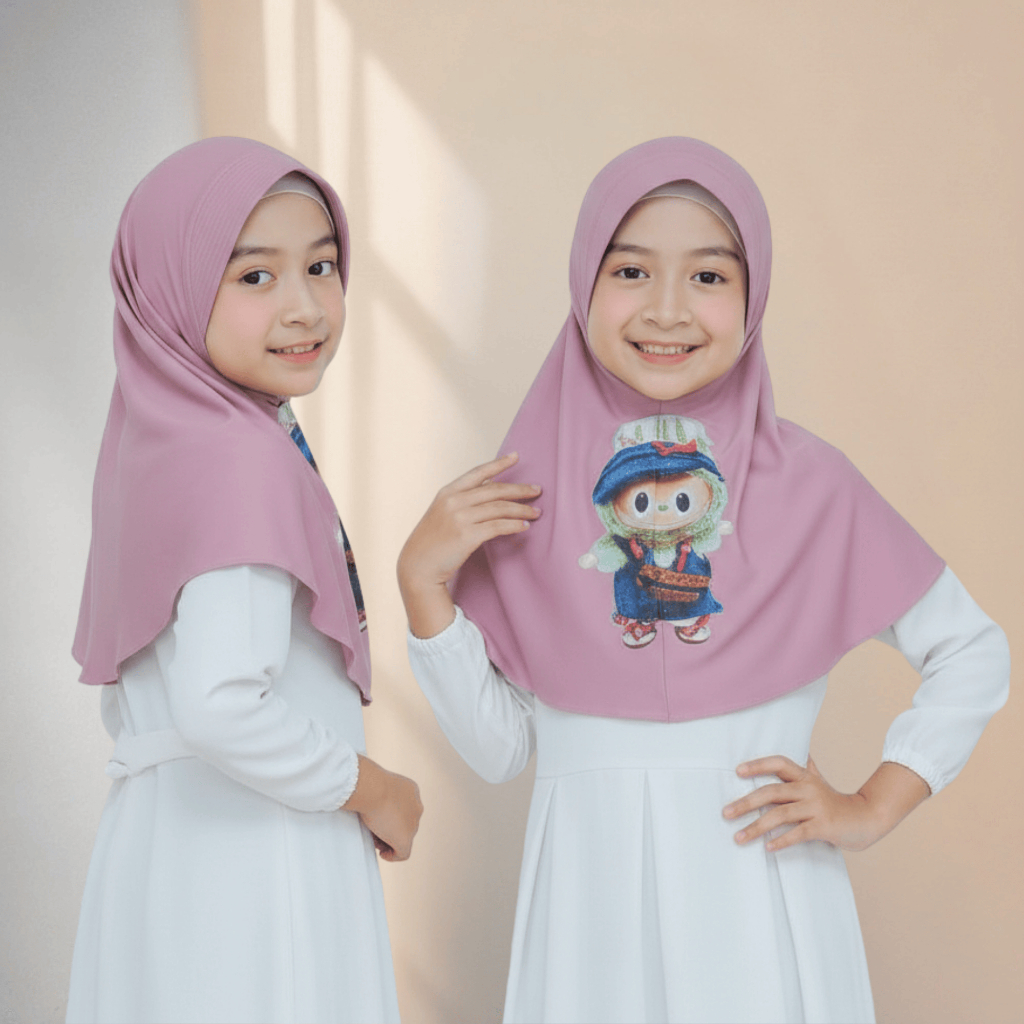 Jual ST Hijab - Jilbab Labubu Hijab Instan Viral Muslim Anak Bayi ...