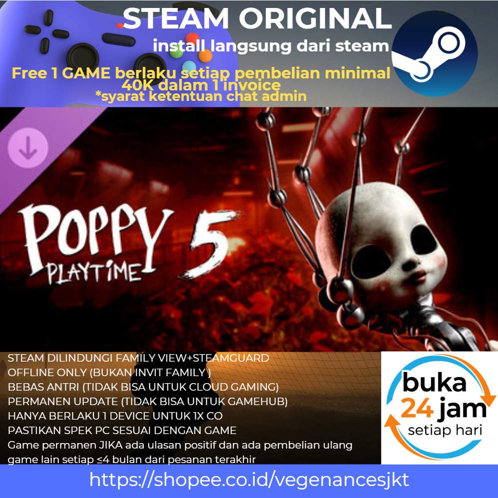 Jual Poppy Playtime Chapter 4 / 5 Only PC Game Sharing Original ...