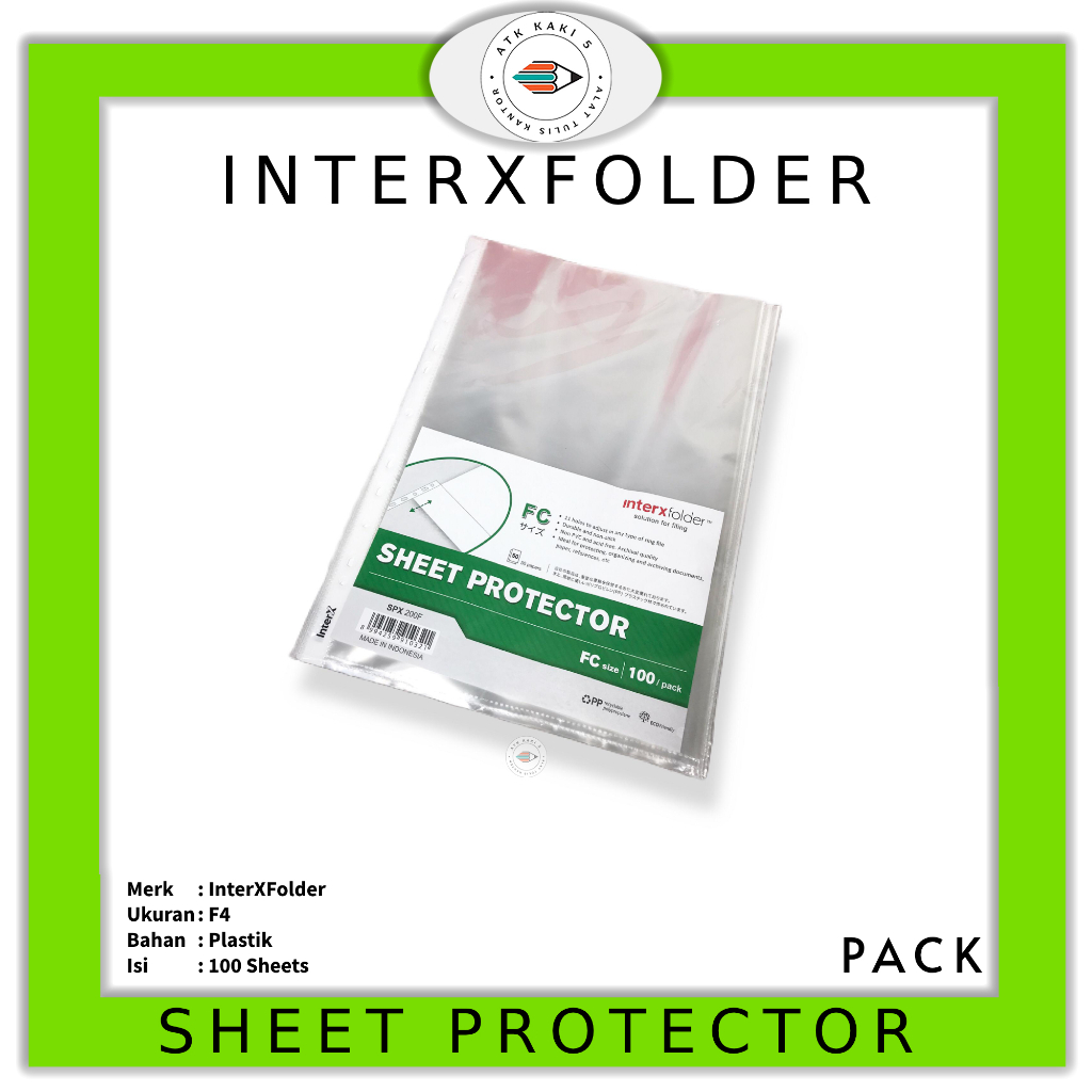 Jual InterXFolder - Sheet Protector Folio F4 Isi 100 Lembar PP Pocket ...