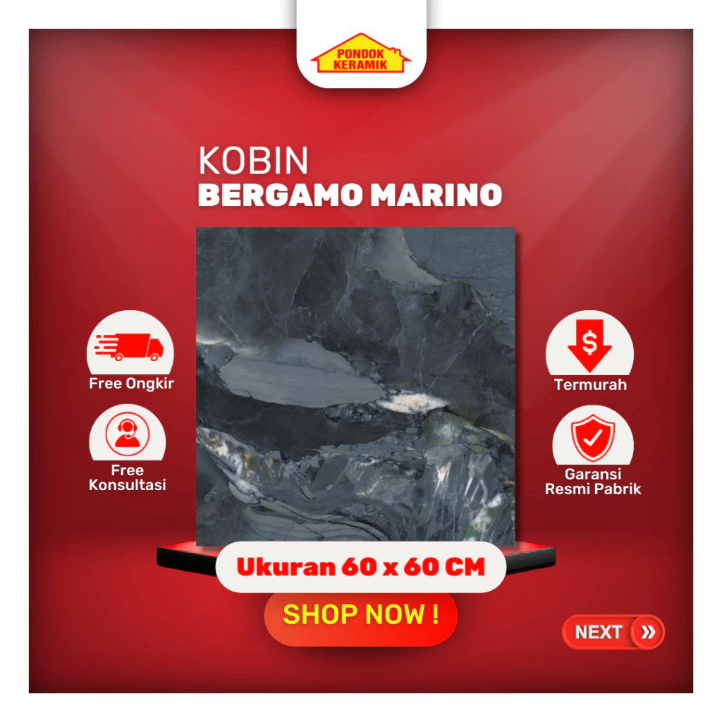 Granit Lantai Ukuran 60x60 Kobin Bergamo Marino Motif Murble Glossy