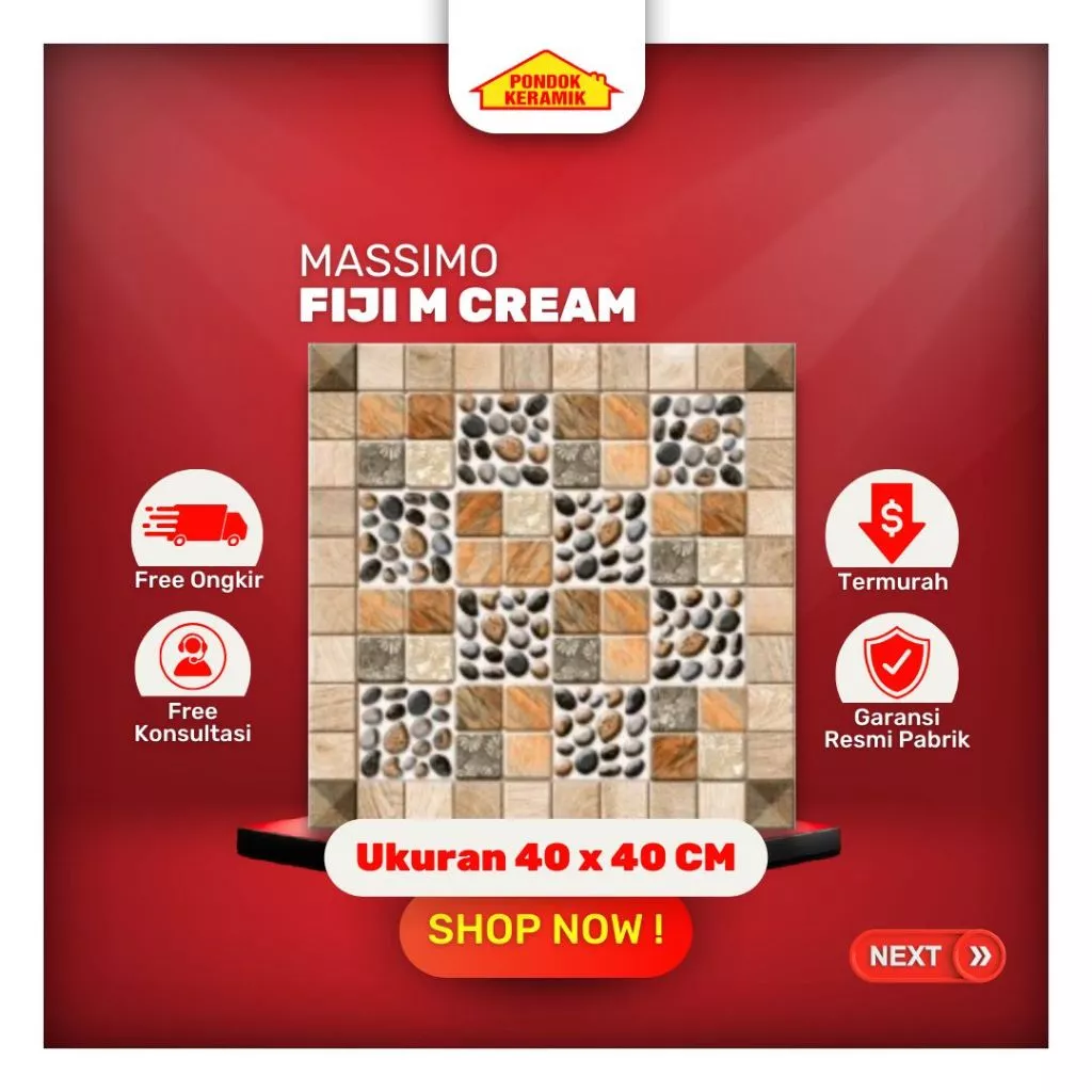 KERAMIK LANTAI MASSIMO 40X40 FIJI M CREAM