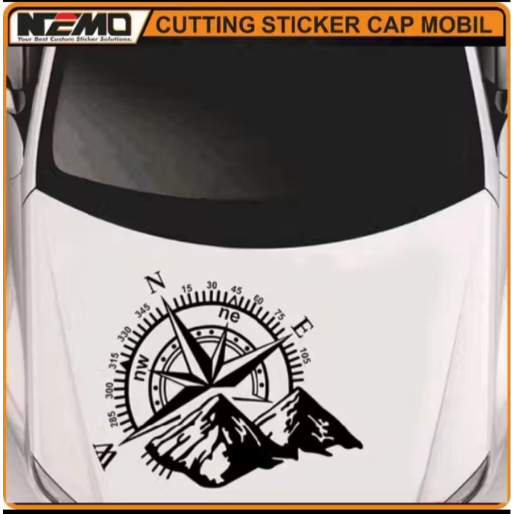 Jual Sticker kap mobil kompas gunung stiker variasi kap mobil mountain ...