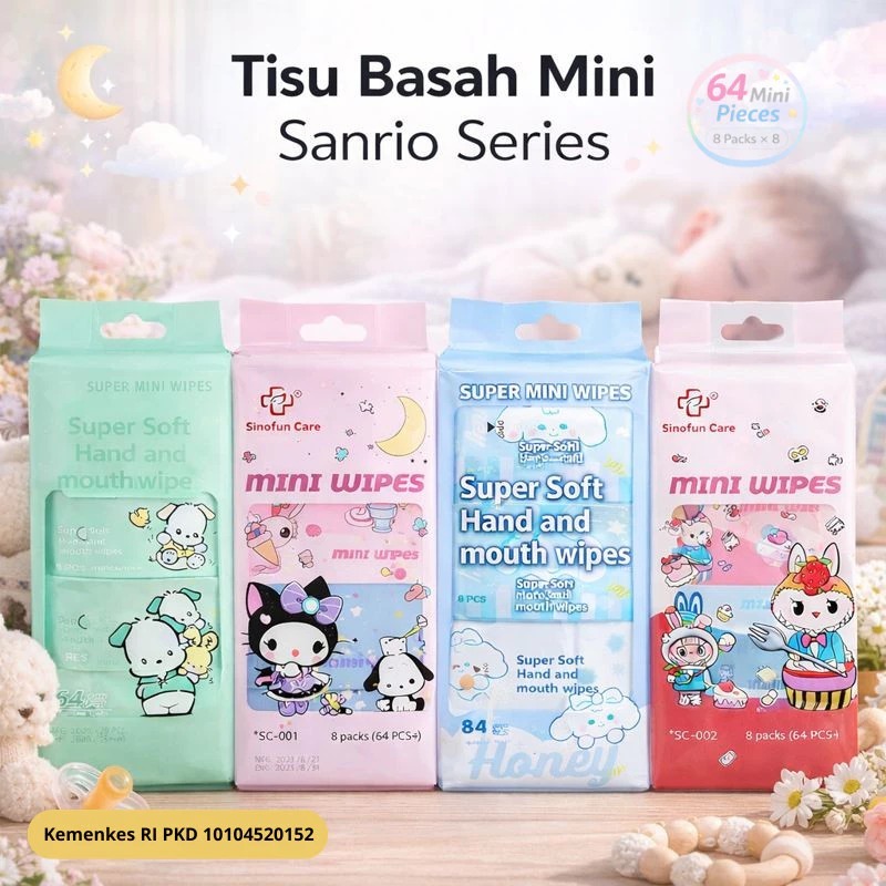 Jual Mini 8 in 1 Tissu Basah Travel Mini Motif Krakter Lucu 8in1 Tisu ...
