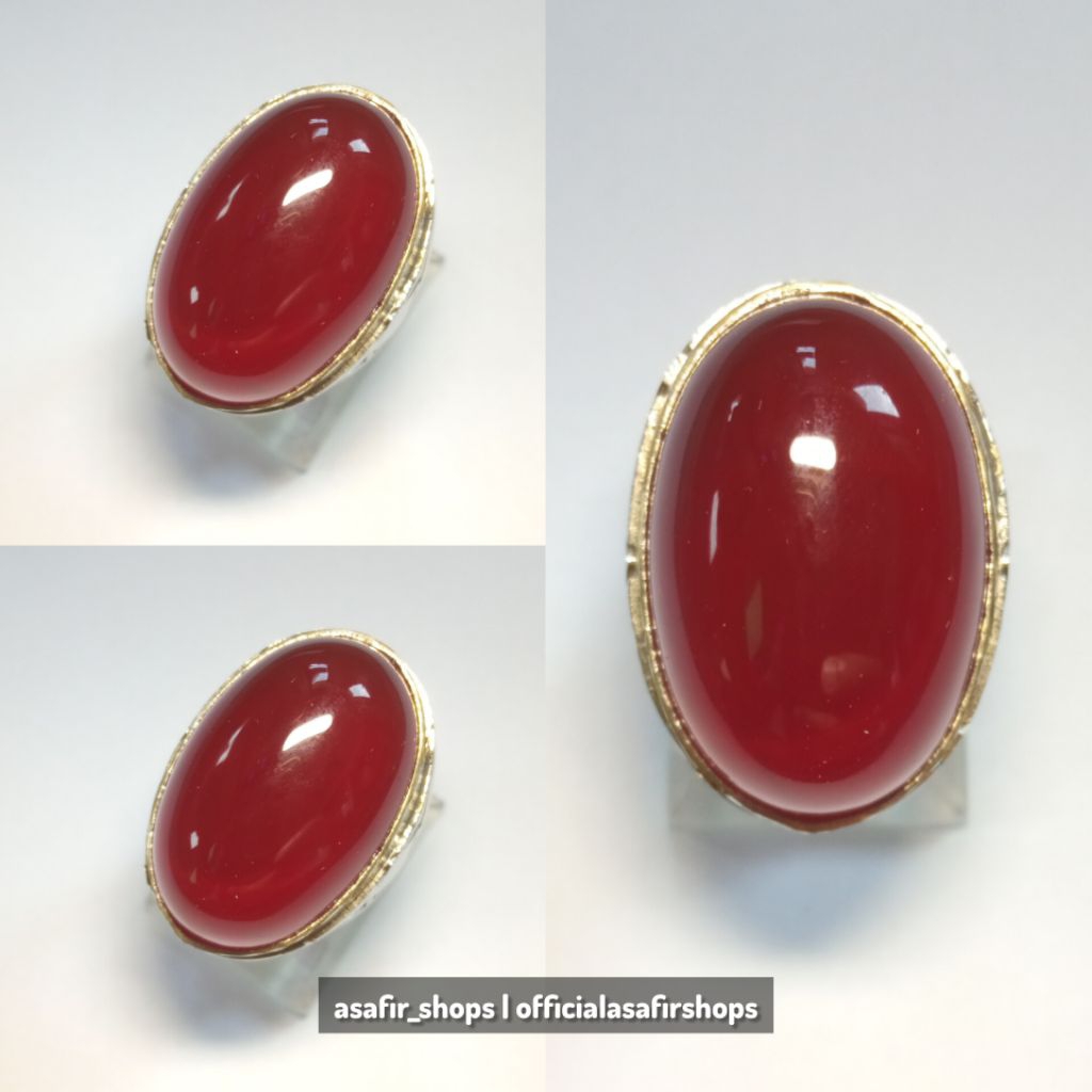 Jual Akik Red Baron Asli Ring Size Bisa Custom Diameter 30x20 Kualitas ...